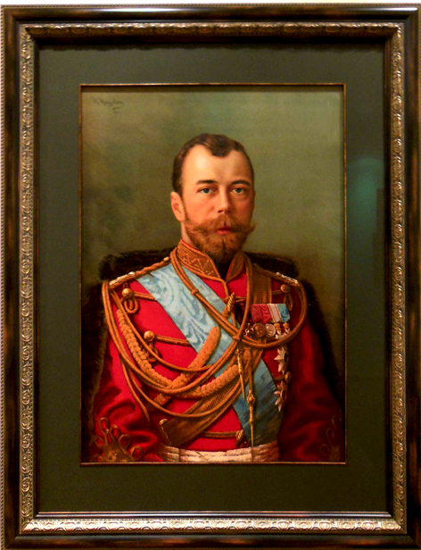 Цветная литография "Е.И.В. Николай II". Работа выполнена в 1913 году во Франции с картины художника И.Мацкевича, написанной им в 1911 году.